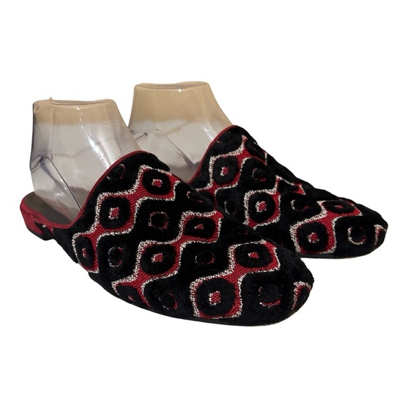 Stuart Weitzman Shoes - Stuart Weitzman Mulearky Red & Black Geometric Slip On Mule